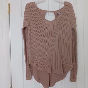 LAST CALL NWT Jennifer Lopez Womens Open Weave Tunic Sweater Rose Taupe Size S